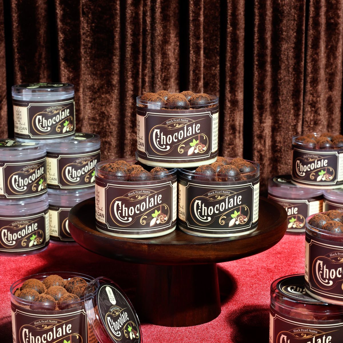 bánh hộp mini socola cao cấp black pearl nama chocolate tiệm bánh kim loan