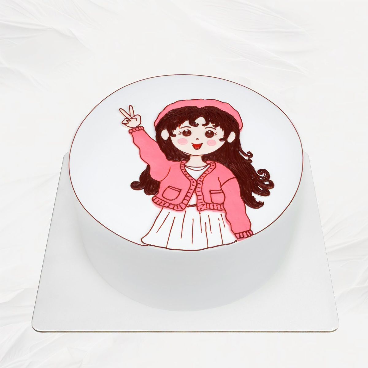 bánh kem vẽ hình chibi hoạt hình