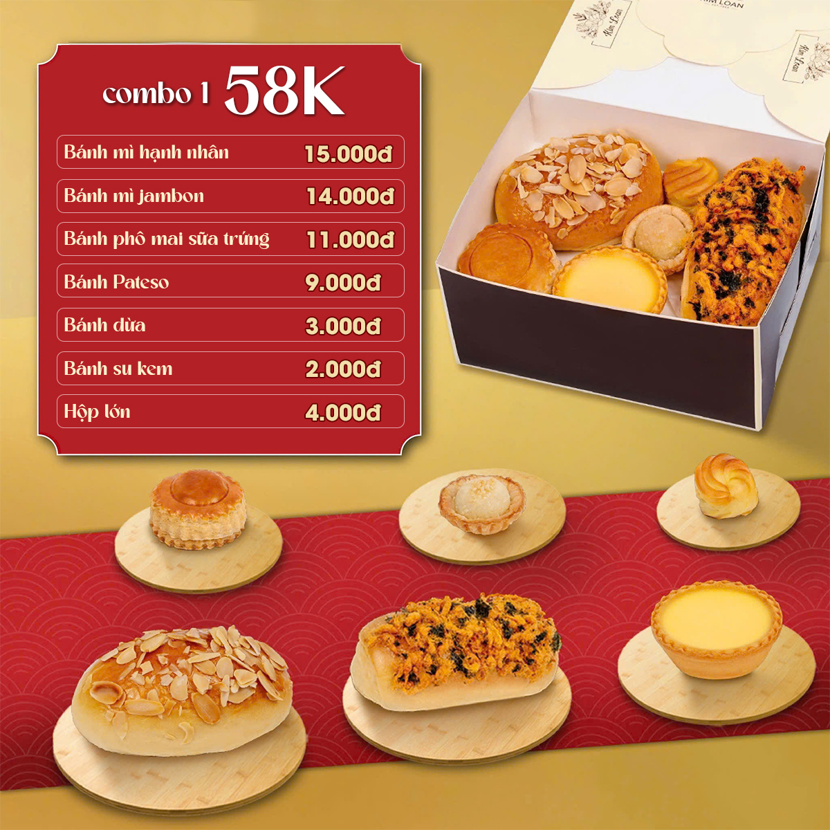 COMBO BÁNH MẶN BÁNH NGỌT TIỆM BÁNH KIM LOAN