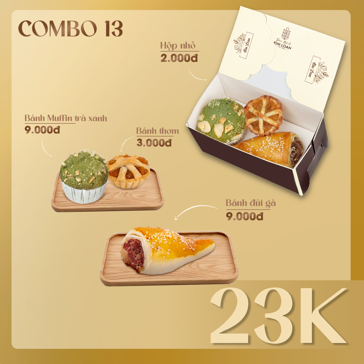 combo bánh mặn bánh ngọt tiệm bánh kim loan