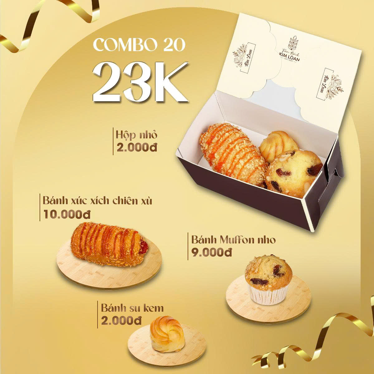 combo bánh mặn bánh ngọt tiệm bánh kim loan