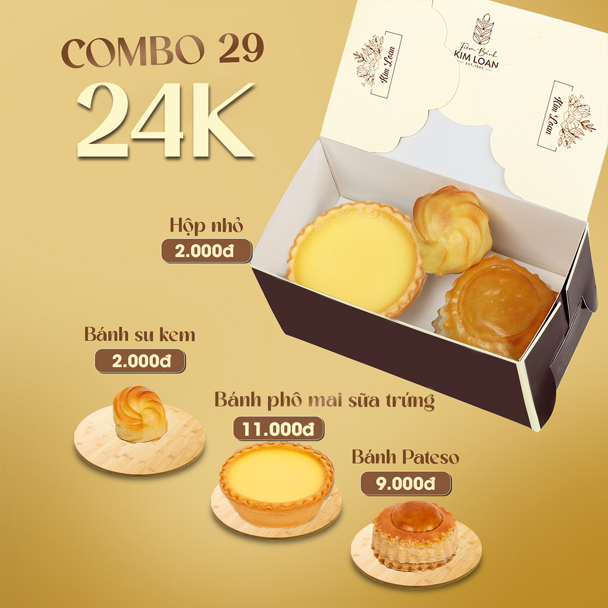combo bánh mặn bánh ngọt tiệm bánh kim loan