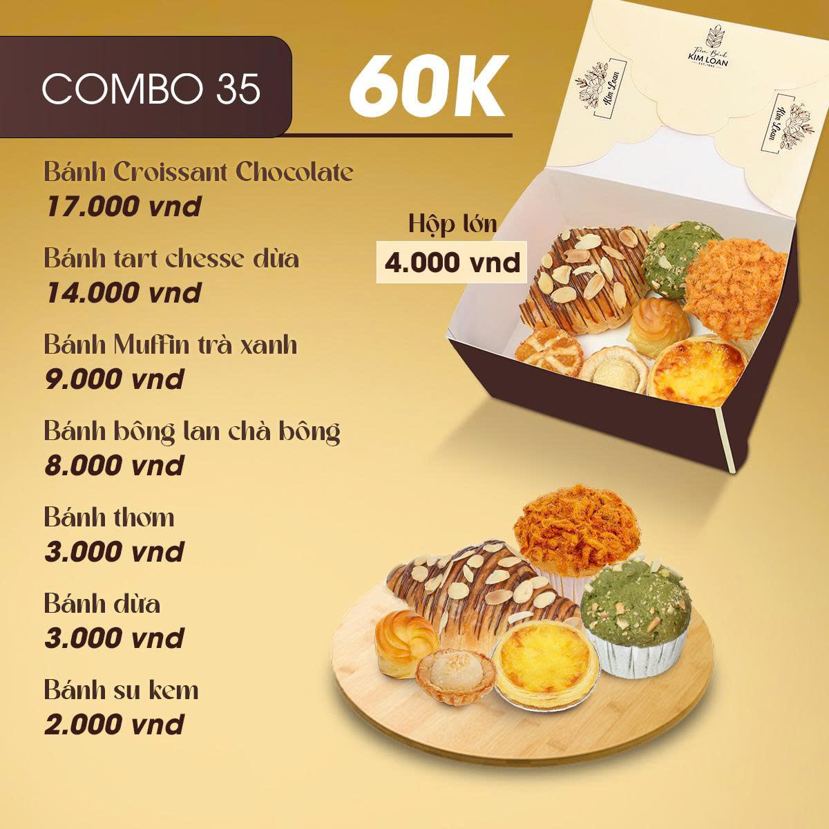 combo bánh mặn bánh ngọt tiệm bánh kim loan