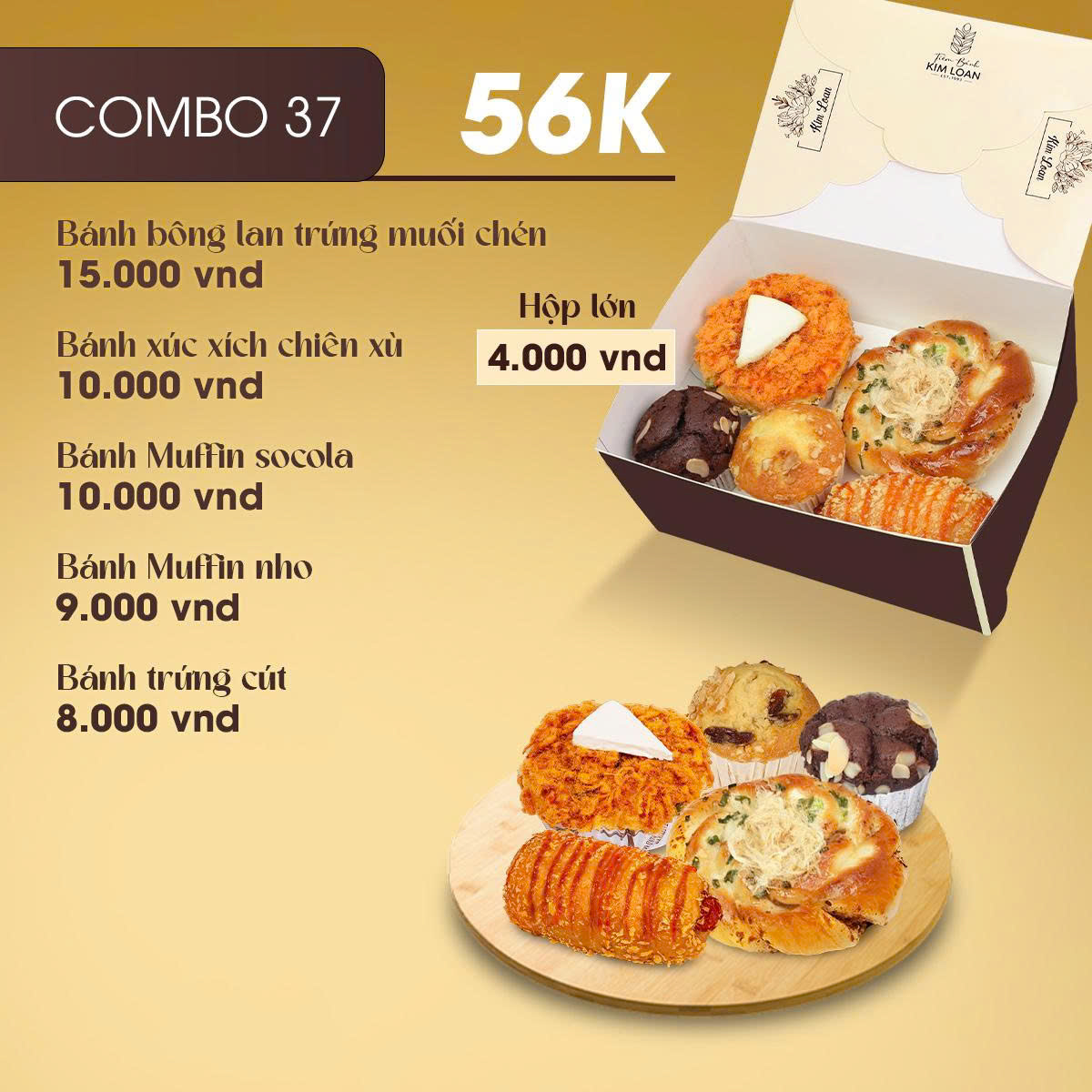 combo bánh mặn bánh ngọt tiệm bánh kim loan
