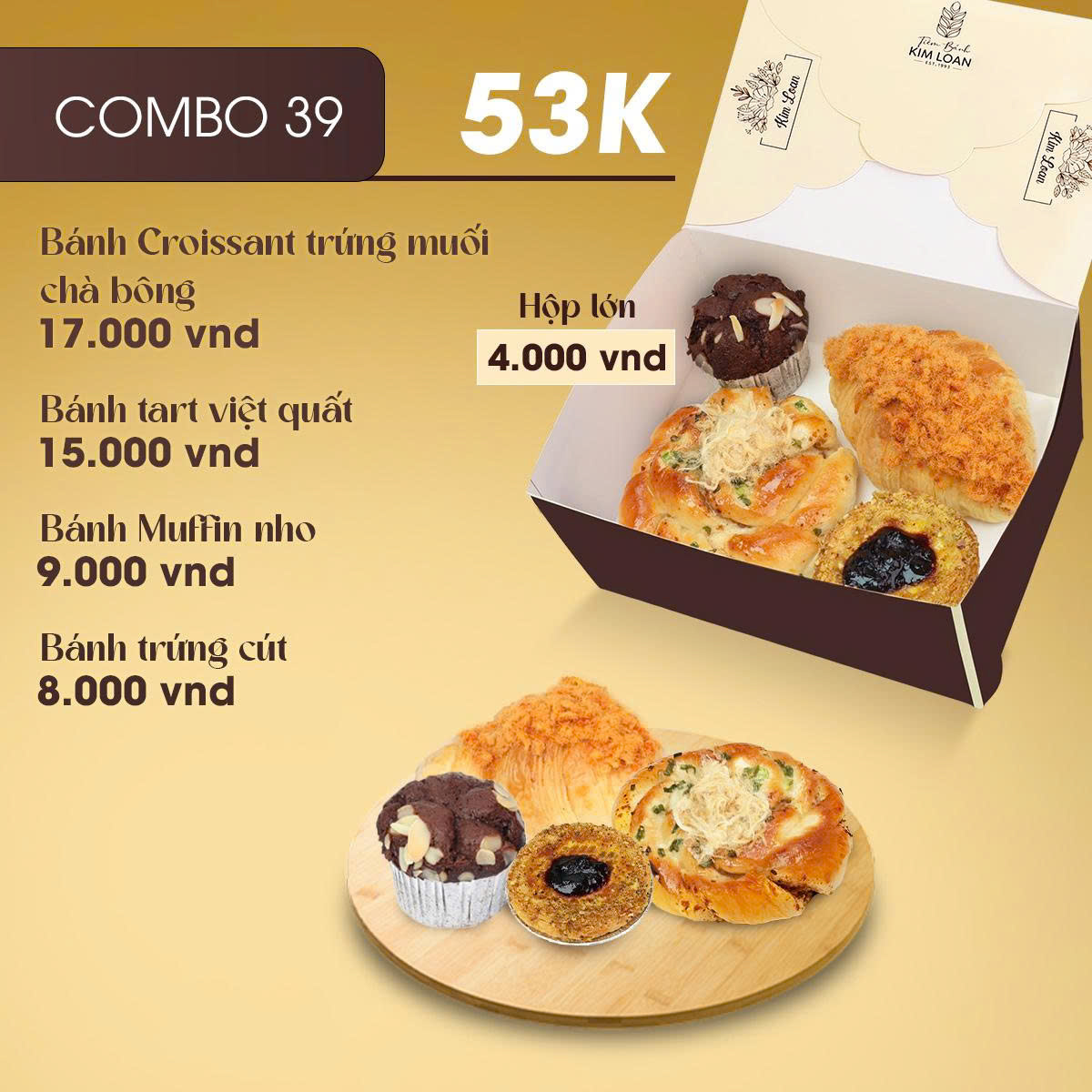 combo bánh mặn bánh ngọt tiệm bánh kim loan