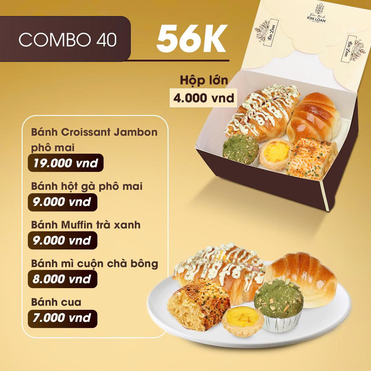 combo bánh mặn bánh ngọt tiệm bánh kim loan