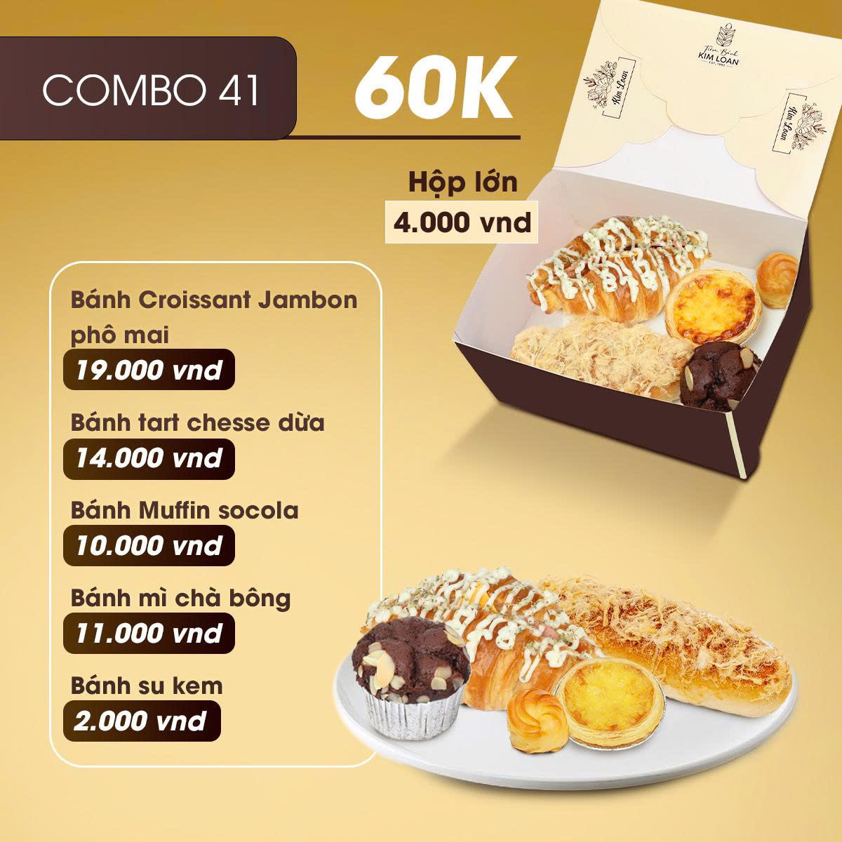 combo bánh mặn bánh ngọt tiệm bánh kim loan
