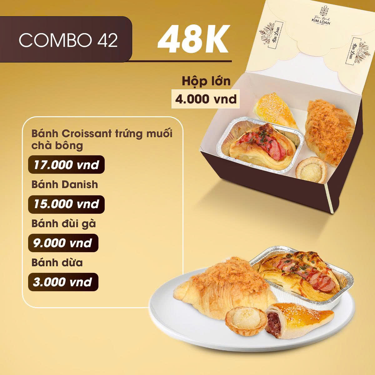 combo bánh mặn bánh ngọt tiệm bánh kim loan