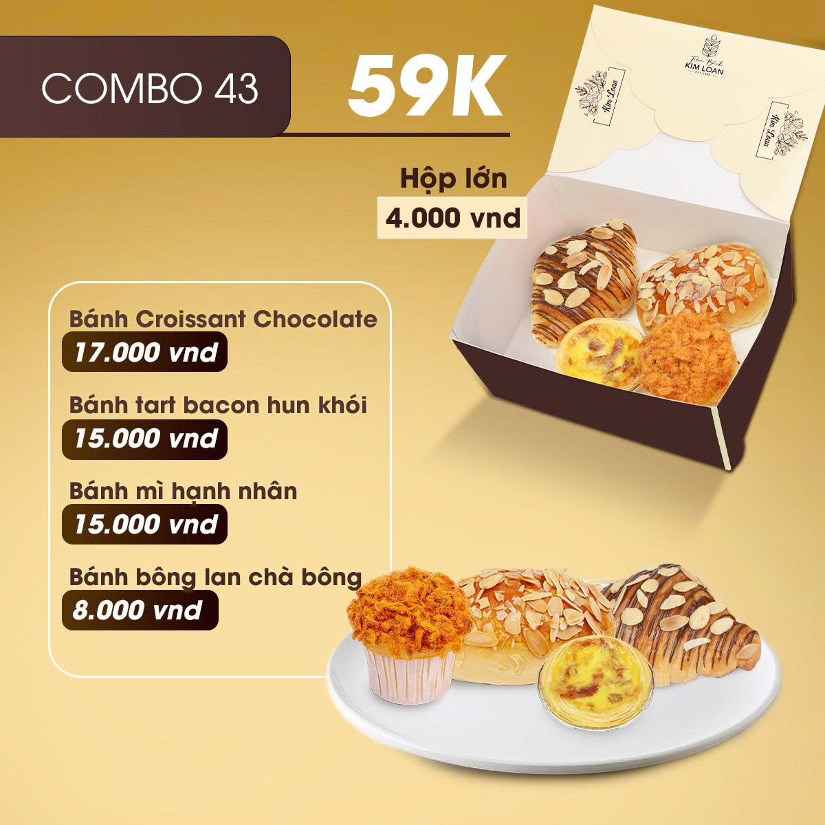 combo bánh mặn bánh ngọt tiệm bánh kim loan