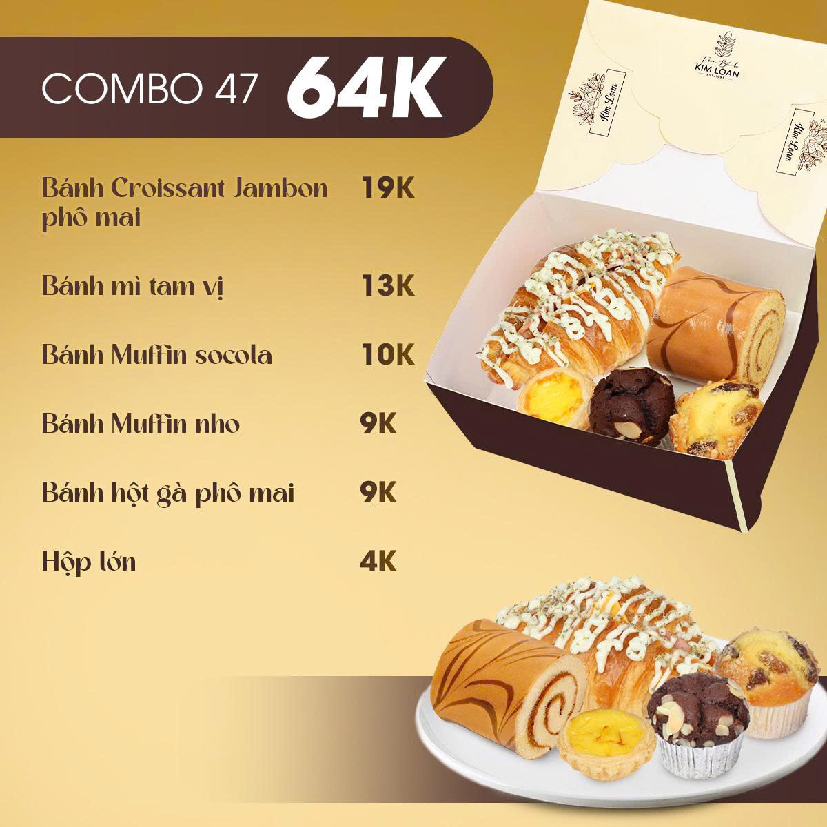 combo bánh mặn bánh ngọt tiệm bánh kim loan