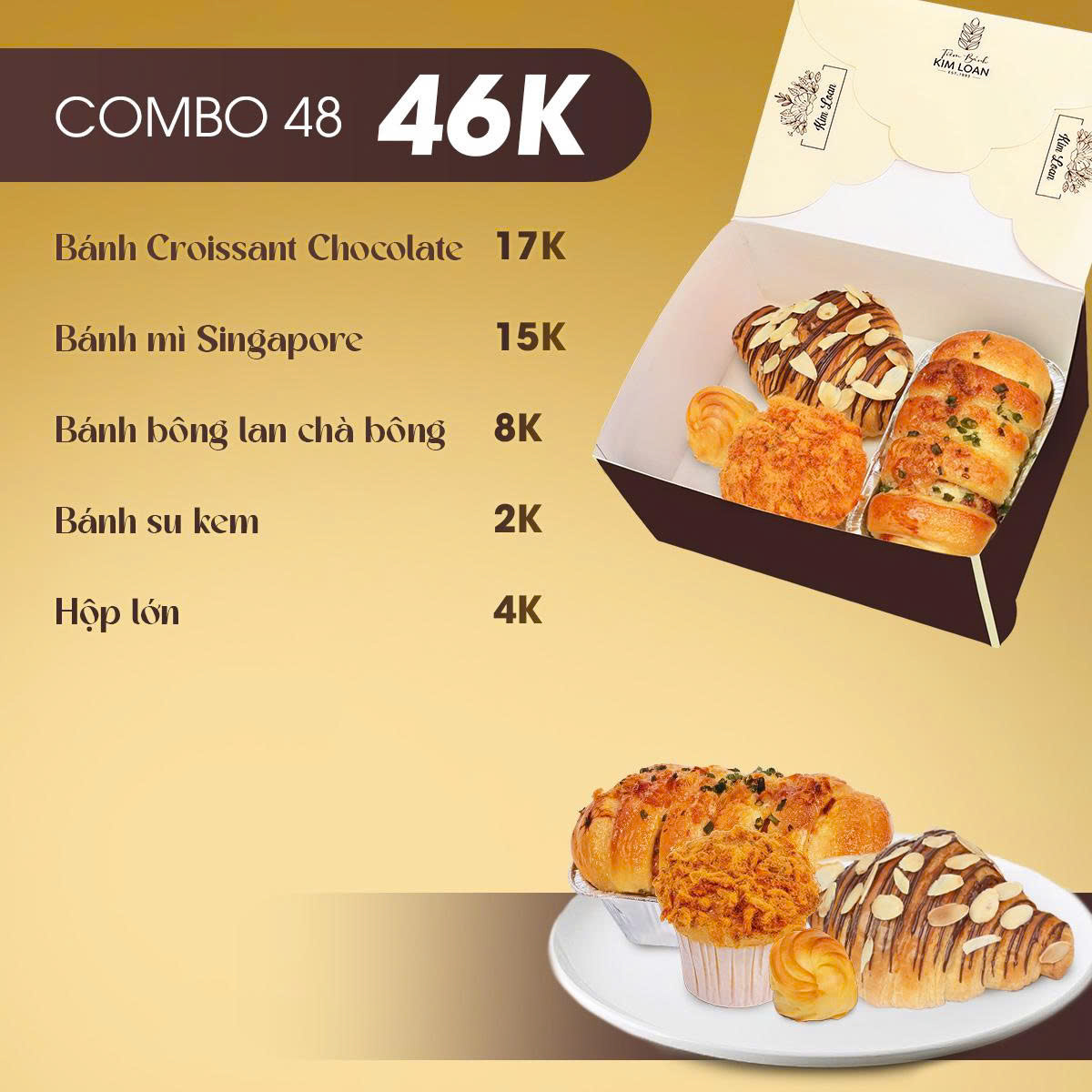combo bánh mặn bánh ngọt tiệm bánh kim loan
