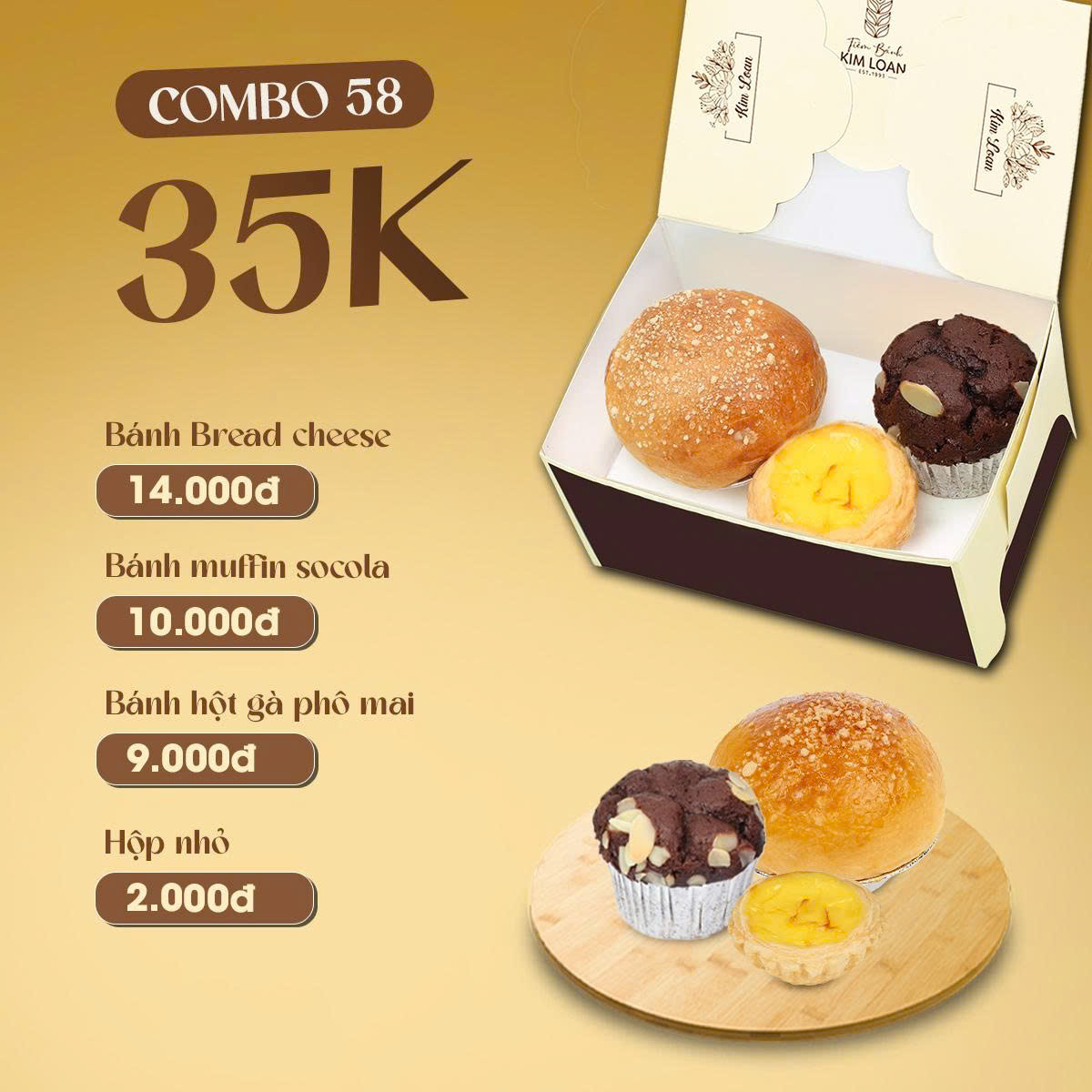 combo bánh mặn bánh ngọt tiệm bánh kim loan