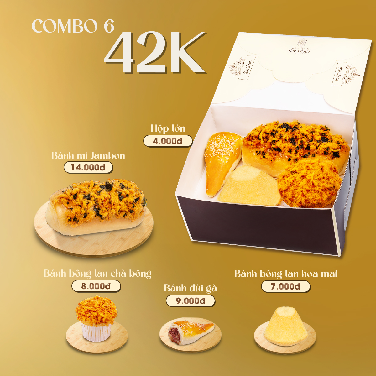 combo bánh mặn bánh ngọt tiệm bánh kim loan