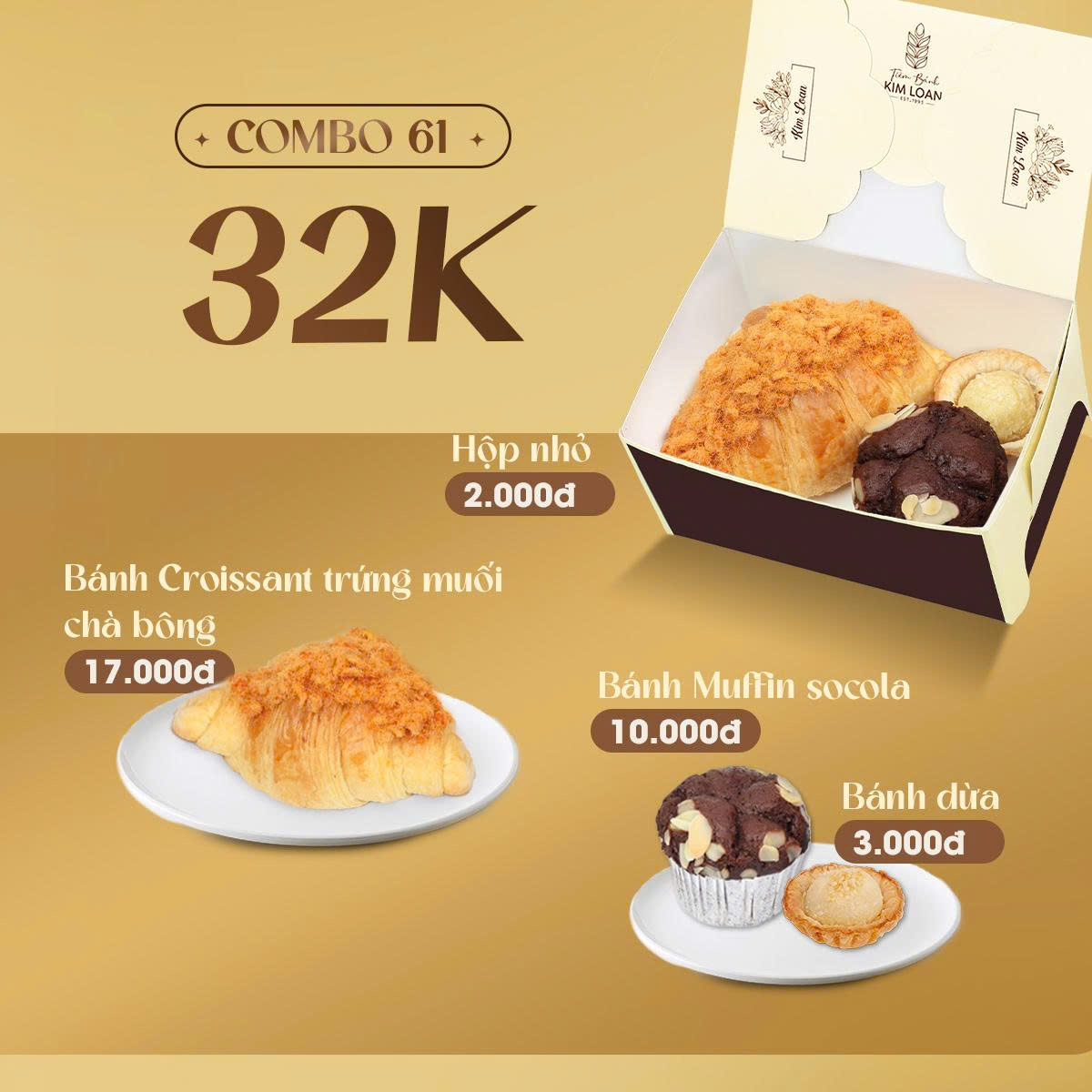 combo bánh mặn bánh ngọt tiệm bánh kim loan