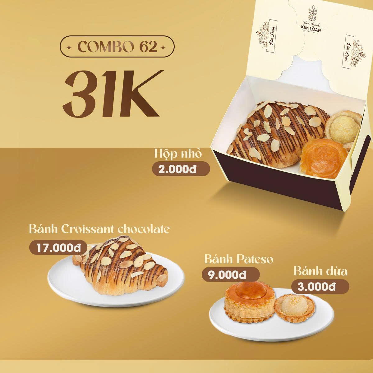 combo bánh mặn bánh ngọt tiệm bánh kim loan