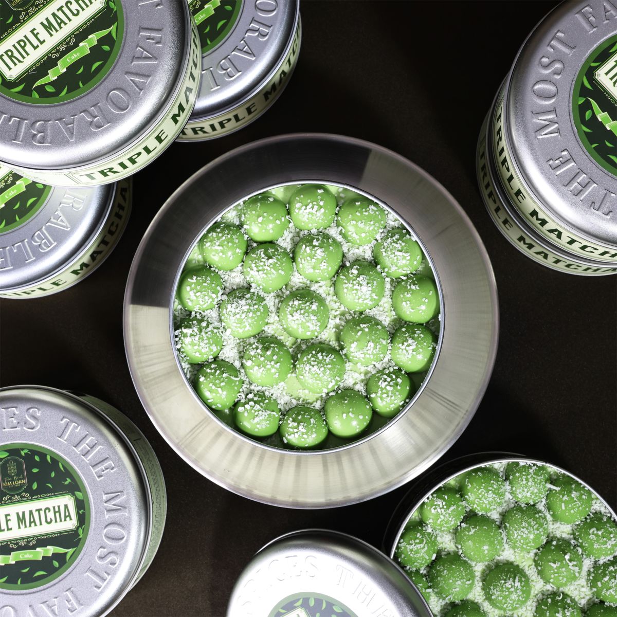 bánh hộp thiếc cao cấp triple matcha trà xanh