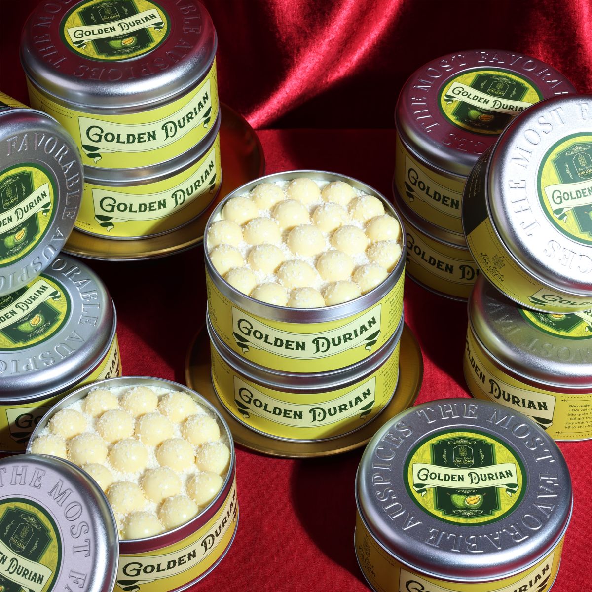 bánh hộp thiếc cao cấp sầu riêng golden durian