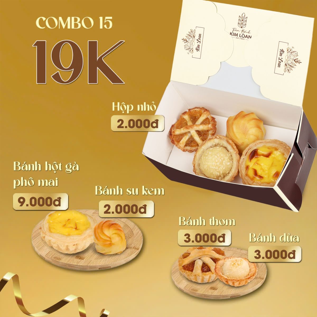 combo bánh mặn bánh ngọt từ 15k tiệm bánh kim loan