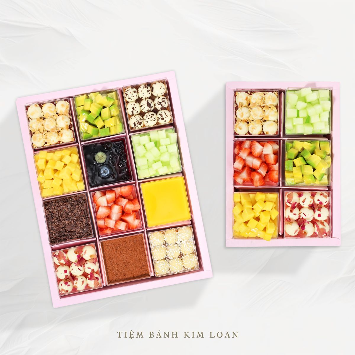 set quà tặng bánh mousse mix vị cao cấp tiệm bánh kim loan