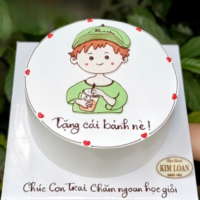 Bánh kem vẽ hình chàng trai