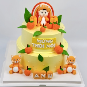 Bánh Kem Hai Tầng Hình Mèo Bé Trai