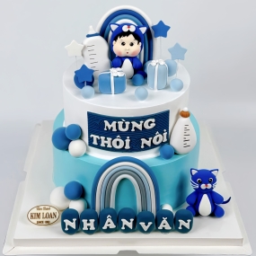 Bánh Mừng Thôi Nôi Hai Tầng Cho Bé Tuổi Mèo 
