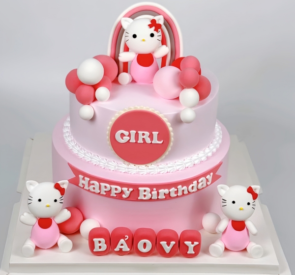 Bánh kem sinh nhật 2 tầng hello kitty