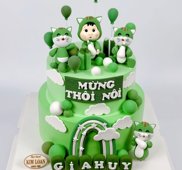Bánh Kem Thôi Nôi 2 Tầng Hình Mèo
