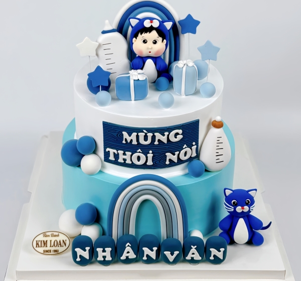 Bánh Mừng Thôi Nôi Hai Tầng Cho Bé Tuổi Mèo 
